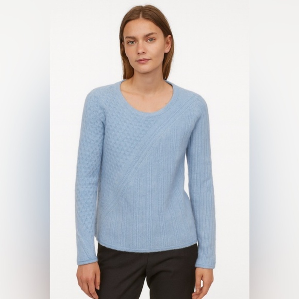 Soft Surroundings 100% Cashmere Sky Blue Crew Neck Sweater Size M